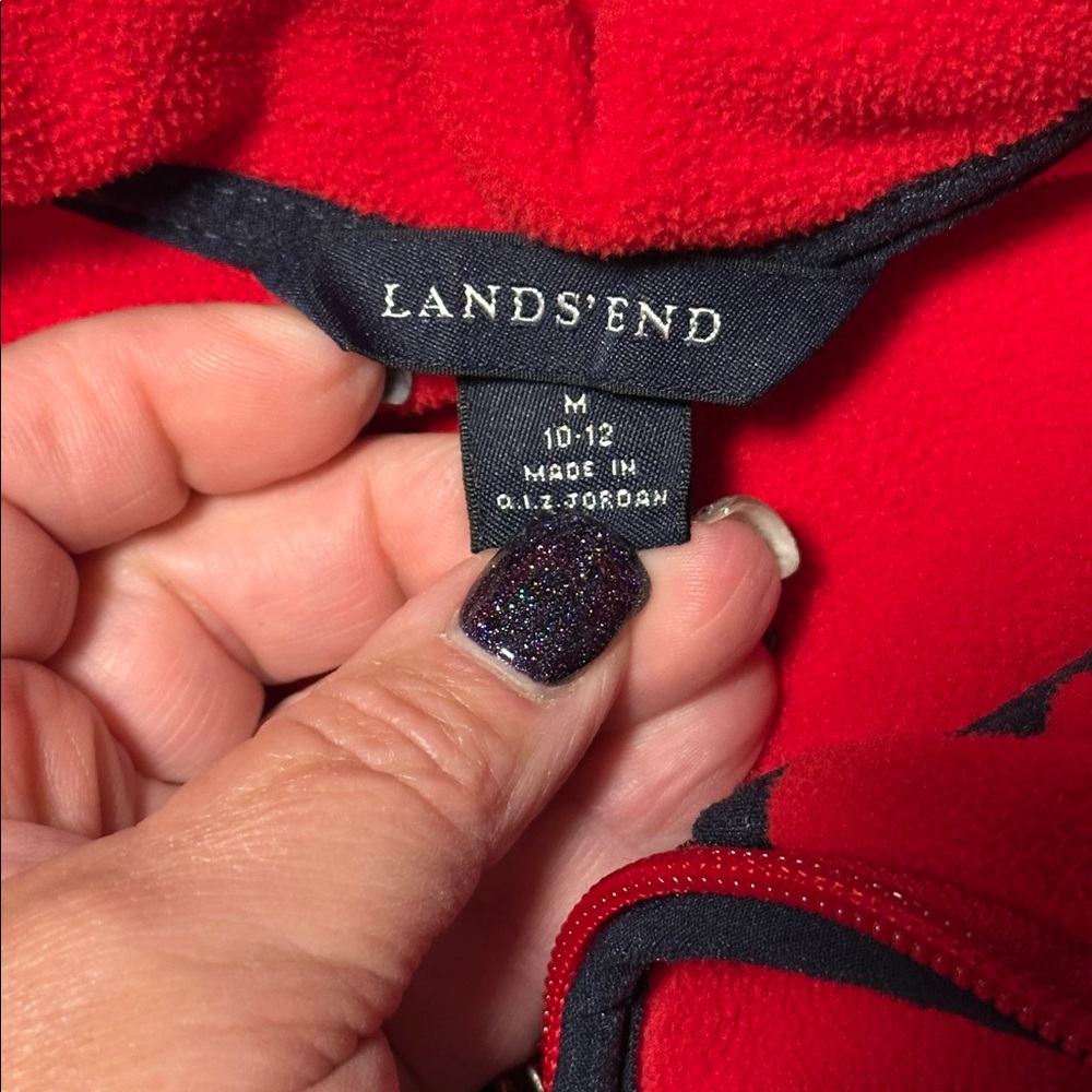 Lands' End Kids' Bright Red Fleece Jacket, EUC, Size Medium - Picture 2 of 10